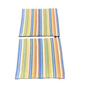 CRATE & BARREL 2 (1pr) Picnic Stripe PILLOW COVERS 20x20 Colorful Summer Spring